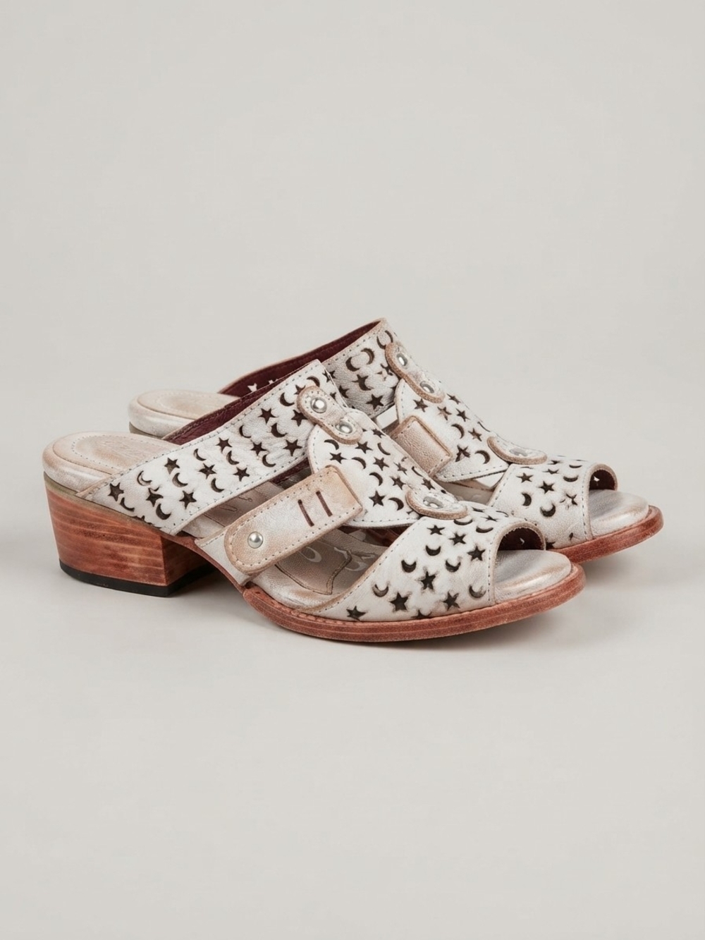 Freebird by Steven White Star & Moon Cutout Leather Slide Mules